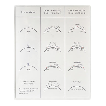 Lash Mapping Dimension Chart-Double Sided And Sponges